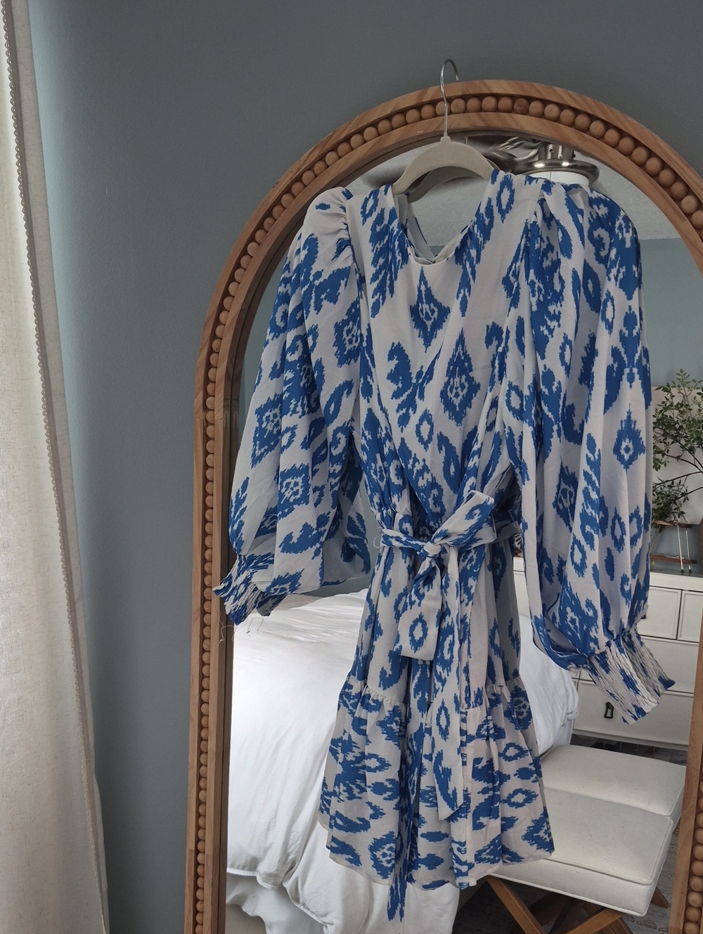 Flying Tomato Blue and White Printed Mini Dress